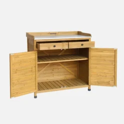 sweeek Contenitore, tavolo da vaso in legno di abete, 2 ante, 2 cassetti
