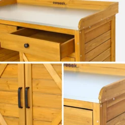 sweeek Contenitore, tavolo da vaso in legno di abete, 2 ante, 2 cassetti