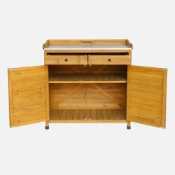 sweeek Contenitore, tavolo da vaso in legno di abete, 2 ante, 2 cassetti