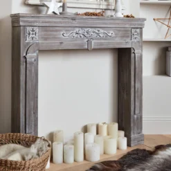 Cornice per caminetto effetto legno