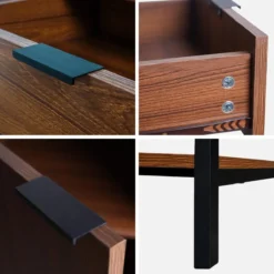 sweeek Credenza a 1 anta in legno di noce, 80cm
