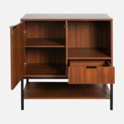 sweeek Credenza a 1 anta in legno di noce, 80cm
