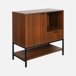 sweeek Credenza a 1 anta in legno di noce, 80cm