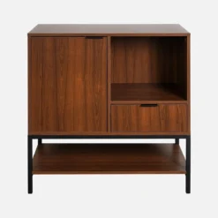 sweeek Credenza a 1 anta in legno di noce, 80cm