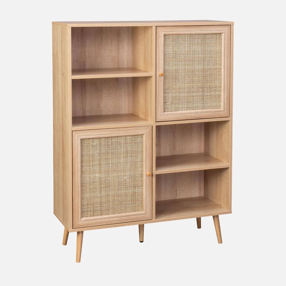 sweeek Credenza a 2 ante in canna e legno, 90cm