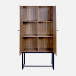 sweeek Credenza a 2 ante in canna e legno, 165cm