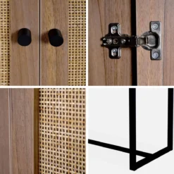 sweeek Credenza a 2 ante in canna e legno, 165cm