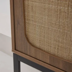 sweeek Credenza a 2 ante in canna e legno, 165cm
