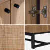 sweeek Credenza a 2 ante in canna e legno, 100cm
