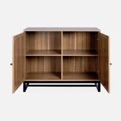 sweeek Credenza a 2 ante in canna e legno, 100cm