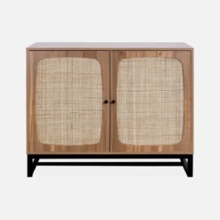 sweeek Credenza a 2 ante in canna e legno, 100cm