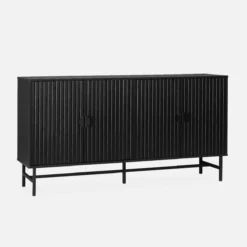 sweeek Credenza a 4 ante scanalata effetto legno, 157.5cm