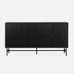 sweeek Credenza a 4 ante scanalata effetto legno, 157.5cm