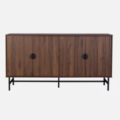 Credenza a 4 ante scanalata effetto legno, 157.5cm