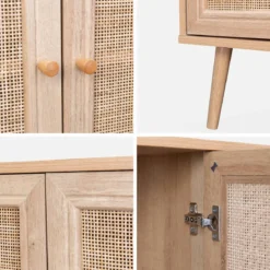 Credenza 3 ante in cannage, 120 cm