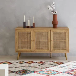 Credenza 3 ante in cannage, 120 cm