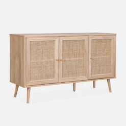 Credenza 3 ante in cannage, 120 cm