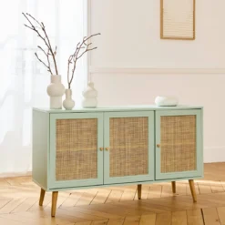 Credenza 3 ante in cannage, 120 cm