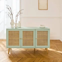 Credenza 3 ante in cannage, 120 cm