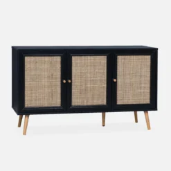 sweeek Credenza 3 ante in cannage, 120 cm