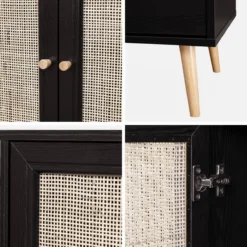 sweeek Credenza 3 ante in cannage, 120 cm