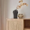 sweeek Credenza con decoro in canna e legno, 101.5cm