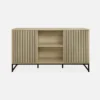 sweeek Credenza contemporanea a 2 ante scanalate effetto legno, 140cm