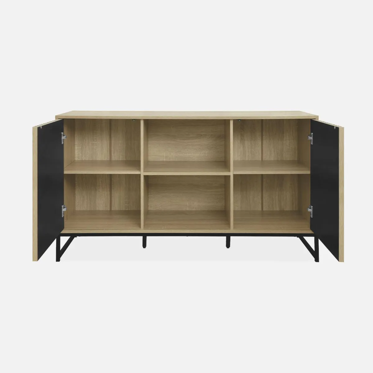 sweeek Credenza contemporanea a 2 ante scanalate effetto legno, 140cm