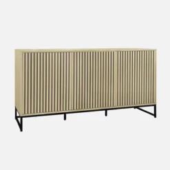 sweeek Credenza contemporanea scanalata effetto legno a 3 ante, 160cm