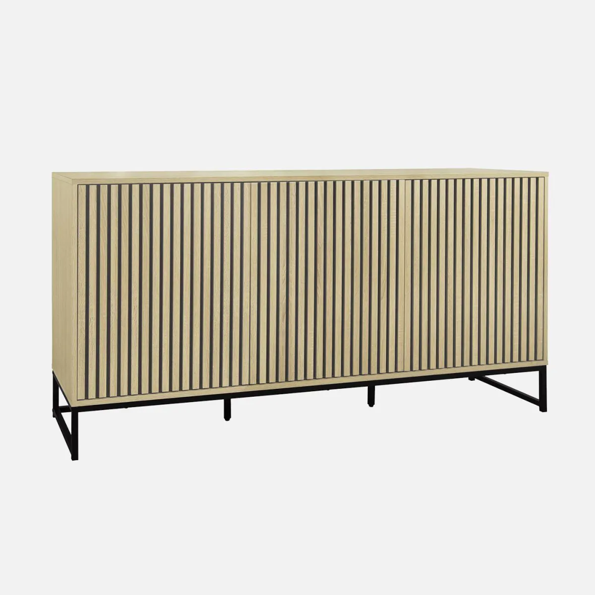 sweeek Credenza contemporanea scanalata effetto legno a 3 ante, 160cm