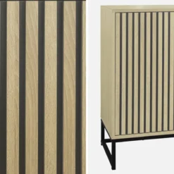 sweeek Credenza contemporanea scanalata effetto legno a 3 ante, 160cm