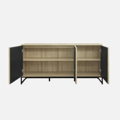 sweeek Credenza contemporanea scanalata effetto legno a 3 ante, 160cm