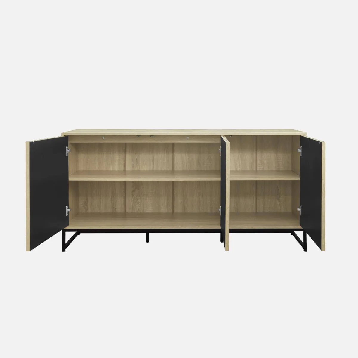 sweeek Credenza contemporanea scanalata effetto legno a 3 ante, 160cm