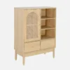 sweeek Credenza decorativa in legno e canna 1 anta 75cm