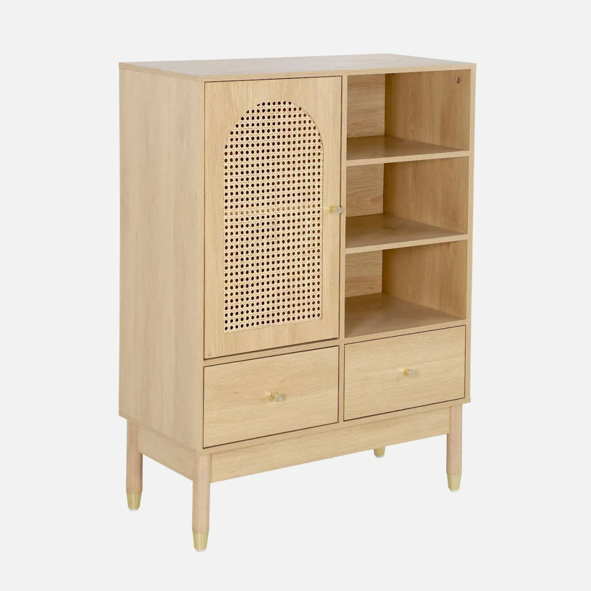 sweeek Credenza decorativa in legno e canna 1 anta 75cm