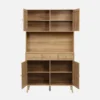 sweeek Credenza decorazione in legno e cannage 4 ante e 3 cassetti, 110cm
