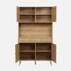 sweeek Credenza decorazione in legno e cannage 4 ante e 3 cassetti, 110cm