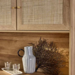 sweeek Credenza decorazione in legno e cannage 4 ante e 3 cassetti, 110cm