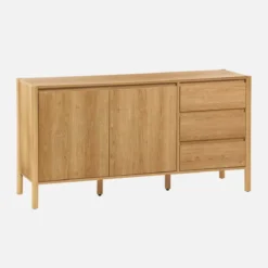 sweeek Credenza decorazione legno 2 ante 3 cassetti 150cm