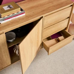 sweeek Credenza decorazione legno 2 ante 3 cassetti 150cm