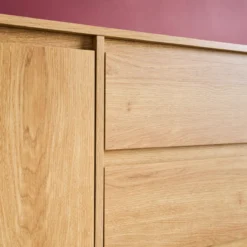 sweeek Credenza decorazione legno 2 ante 3 cassetti 150cm
