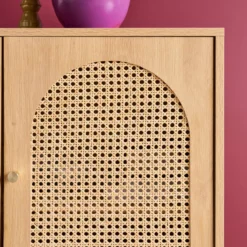 sweeek Credenza decorazione legno e canna 3 ante 120cm