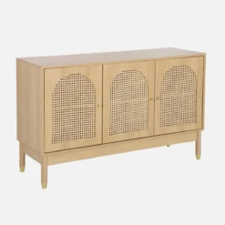 sweeek Credenza decorazione legno e canna 3 ante 120cm