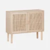 sweeek Credenza effetto canna e legno a 2 ante, 80cm