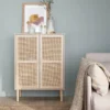 sweeek Credenza effetto canna e legno a 2 ante, 80cm