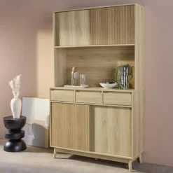 sweeek Credenza effetto legno a 4 ante e 3 cassetti, 110cm