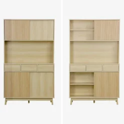 sweeek Credenza effetto legno a 4 ante e 3 cassetti, 110cm
