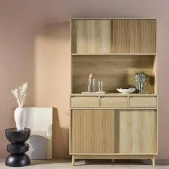 sweeek Credenza effetto legno a 4 ante e 3 cassetti, 110cm