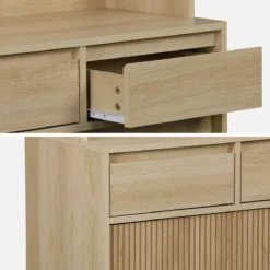 sweeek Credenza effetto legno a 4 ante e 3 cassetti, 110cm
