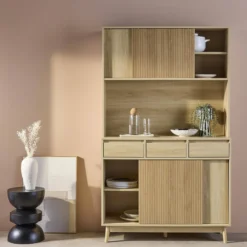 sweeek Credenza effetto legno a 4 ante e 3 cassetti, 110cm